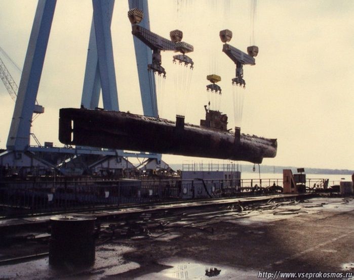 Спуск подводной лодки со стапелей завода «Красное Сормово»